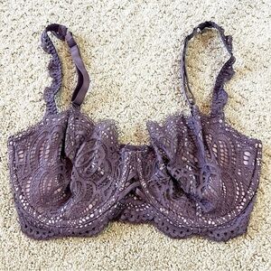 Victorias Secret Purple Bra Sz 32DDD Push Up No Padding Dream Angels Sexy Plunge